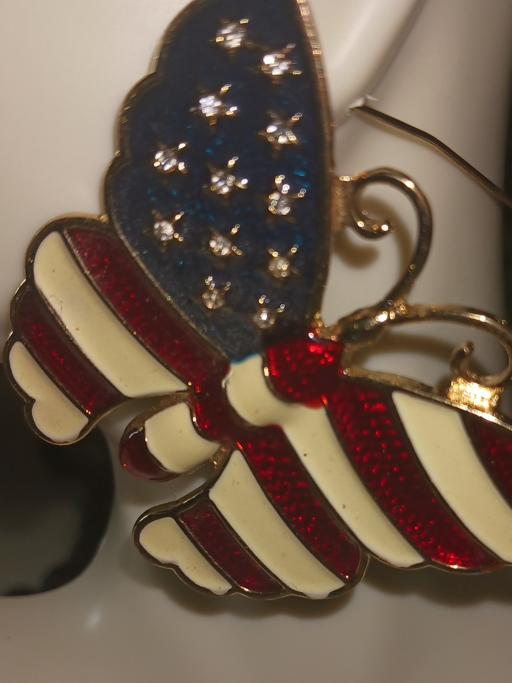 Patriotic Red, White & Blue Butterfly Pendant